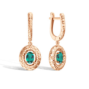 Золотые серьги с изумрудом