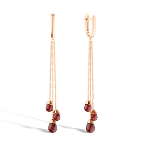 Золотые серьги с гранатами