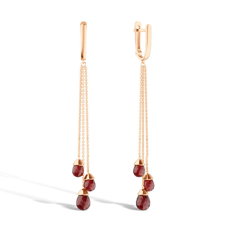 Золотые серьги с гранатами