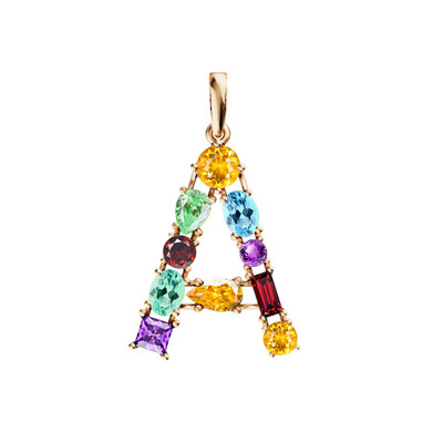 Золотая подвеска с миксом камней «От А до Я»