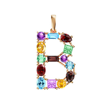 Золотая подвеска «От А до Я» с миксом камней
