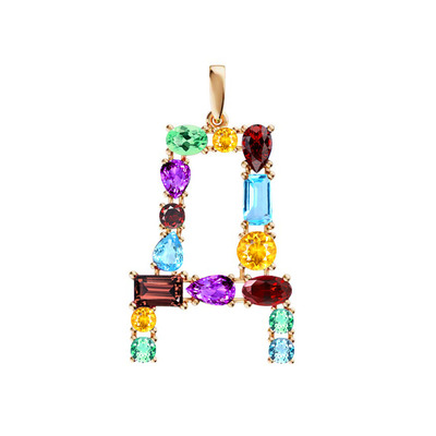 Золотая подвеска «От А до Я» с миксом камней