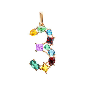 Золотая подвеска «От А до Я» с миксом камней