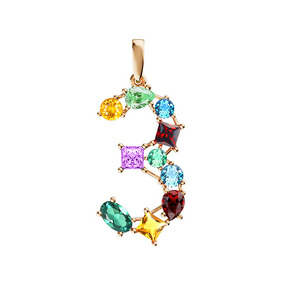 Золотая подвеска с миксом камней «От А до Я»