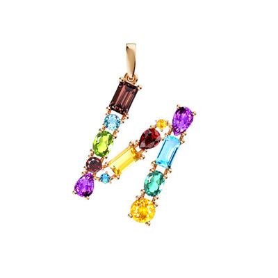 Золотая подвеска с миксом камней «От А до Я»