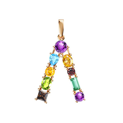 Золотая подвеска с миксом камней «От А до Я»