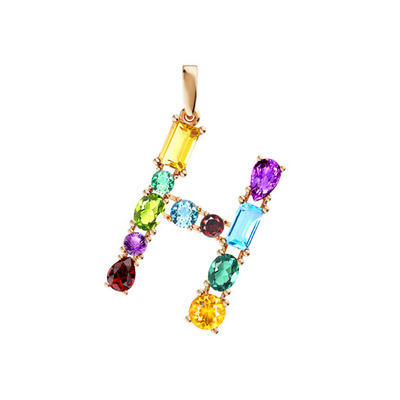Золотая подвеска с миксом камней «От А до Я»
