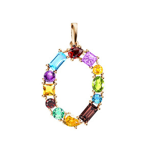 Золотая подвеска «От А до Я» с миксом камней