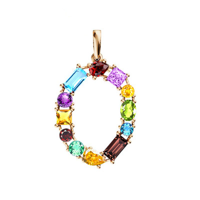 Золотая подвеска с миксом камней «От А до Я»