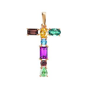 Золотая подвеска «От А до Я» с миксом камней