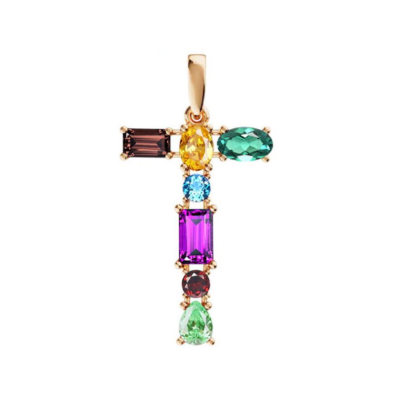 Золотая подвеска «От А до Я» с миксом камней