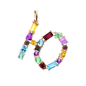 Золотая подвеска «От А до Я» с миксом камней