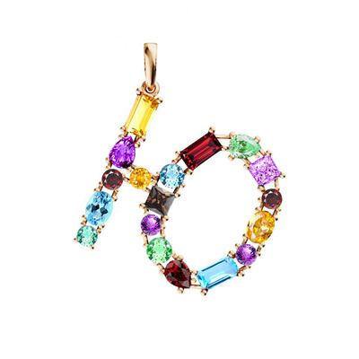Золотая подвеска с миксом камней «От А до Я»
