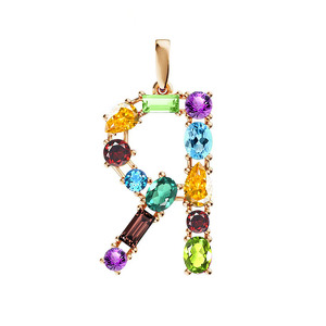 Золотая подвеска «От А до Я» с миксом камней