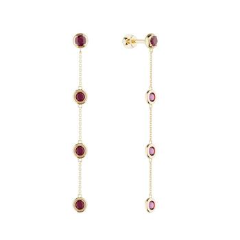 Золотые серьги-пусеты с рубинами