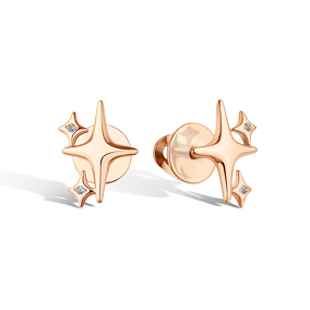 Золотые серьги-пусеты «Звезды» с бриллиантами