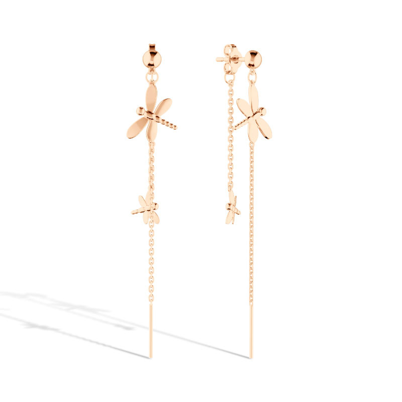 Золотые серьги-пусеты «Стрекоза»