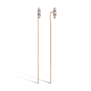 Золотые серьги-продевки с фианитами