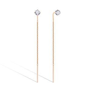 Золотые серьги-продевки с фианитом