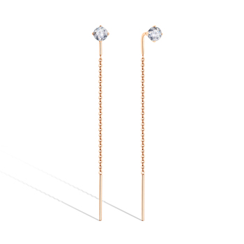 Золотые серьги «Линии света» с фианитом