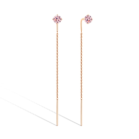 Золотые серьги-продевки с фианитом