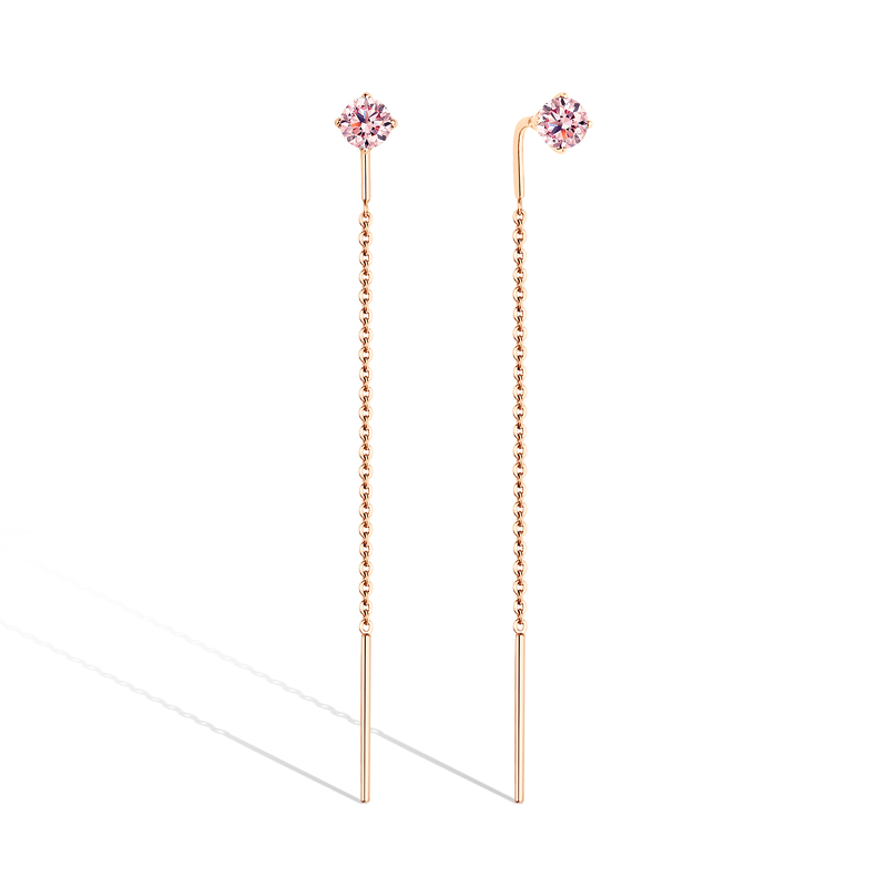 Золотые серьги-продевки с фианитом