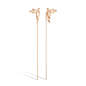 Золотые серьги-продевки «Линии света»