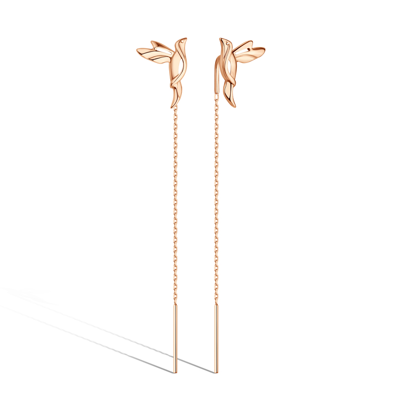 Золотые серьги-продевки «Линии света»