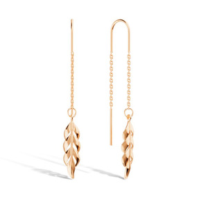 Золотые серьги-продевки «Линии света»