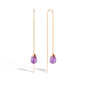 Золотые серьги-продевки с аметистом