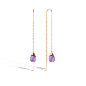 Золотые серьги-продевки с аметистом