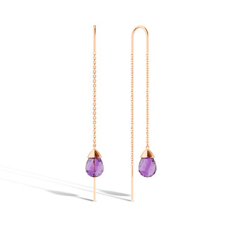 Золотые серьги-продевки с аметистом