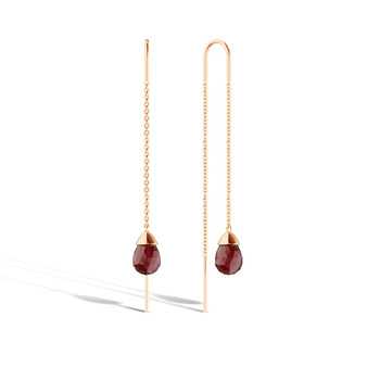 Золотые серьги-продевки с гранатом