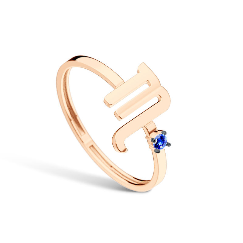 Золотое кольцо «Скорпион» с сапфиром