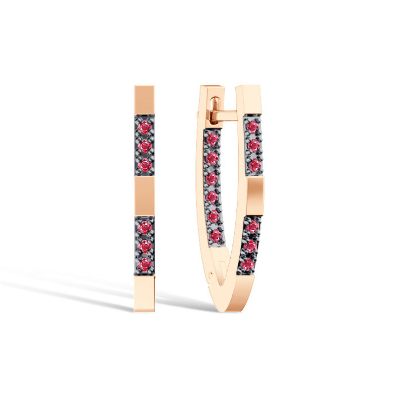 Золотые серьги с рубинами