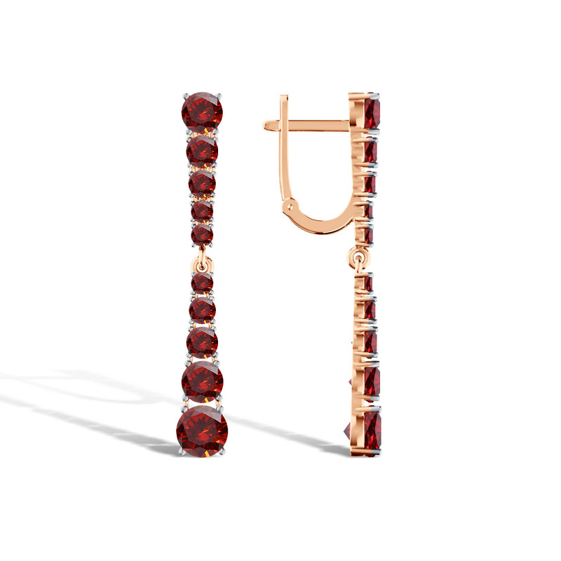 Золотые серьги с гранатами