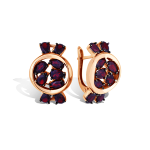 Золотые серьги с гранатами