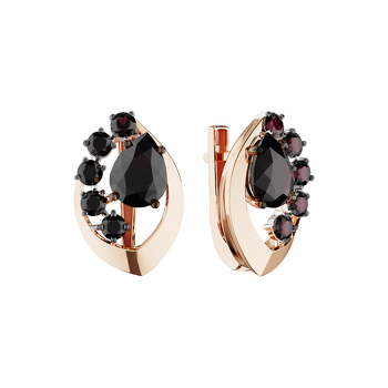 Золотые серьги с гранатами