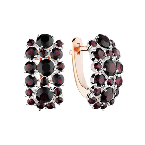 Золотые серьги с гранатами