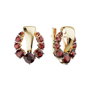 Серьги из красного золота с гранатами 21-1360