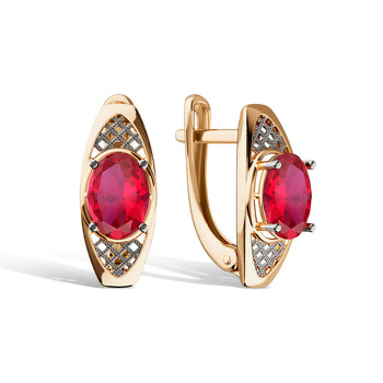 Золотые серьги с рубином