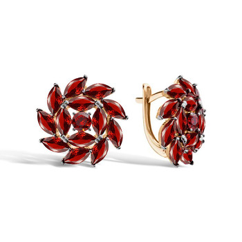 Золотые серьги с гранатами