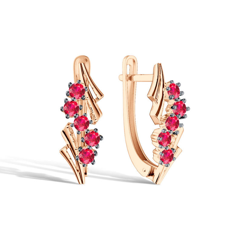 Серьги из красного золота с корундами Серьги из красного золота с корундами