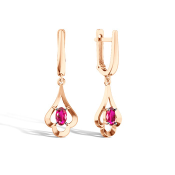 Золотые серьги с рубином