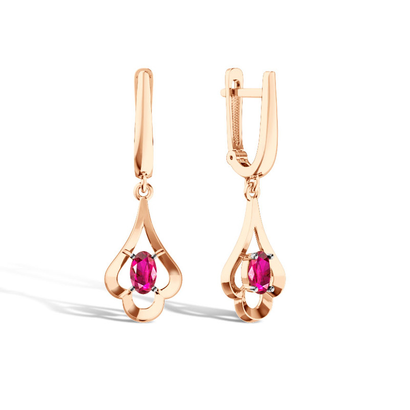 Золотые серьги с рубином