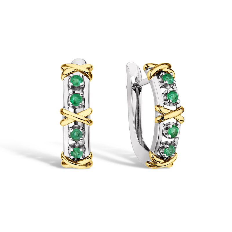 Золотые серьги с изумрудами