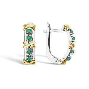 Золотые серьги с изумрудами