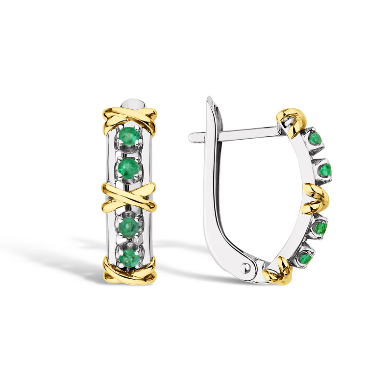 Золотые серьги с изумрудами