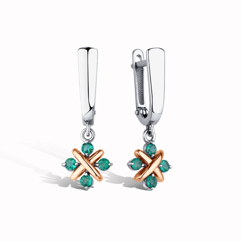 Золотые серьги «Этерна» с изумрудами