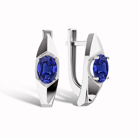 Золотые серьги с сапфиром